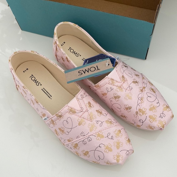 Toms Shoes - NWT Never Been Worn - Alpargata Bee Mine Barely Pink Foil